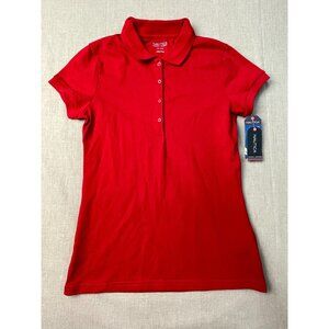 NEWT Nautica School Uniform Girl's Medium Red Shirt Sleeve Collared Polo Shirt